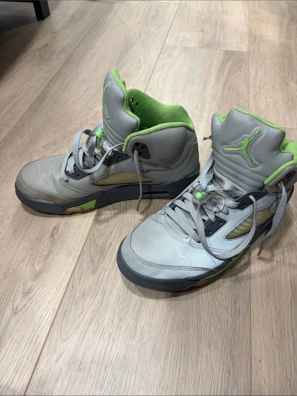 Jordan Retro 5 Gray with Neon Green Accents
